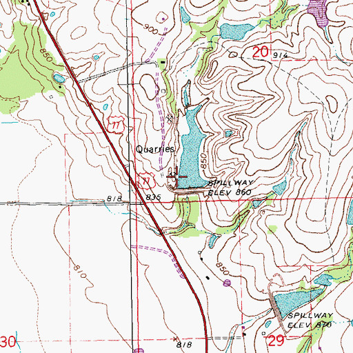 Topographic Map of Kickapoo Sandy Creek Site Lj1 Reservoir, OK