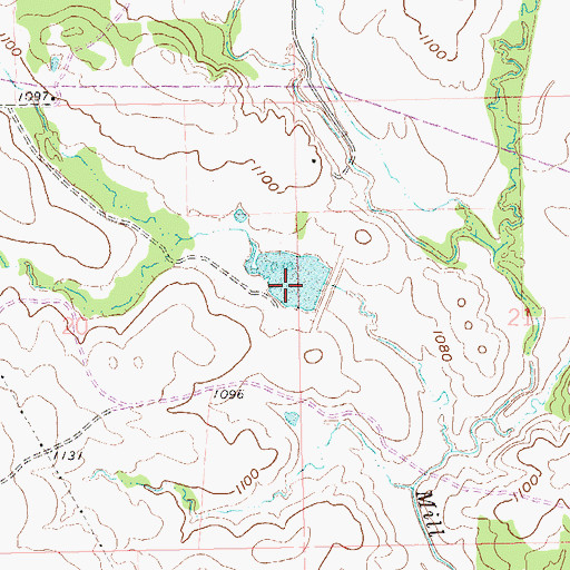 Topographic Map of Mill Creek Watershed 14 Reservoir, OK