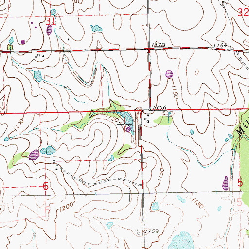 Topographic Map of Mill Creek Watershed 13 Reservoir, OK