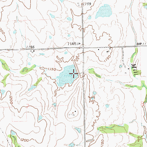 Topographic Map of Mill Creek Watershed 10 Dam, OK