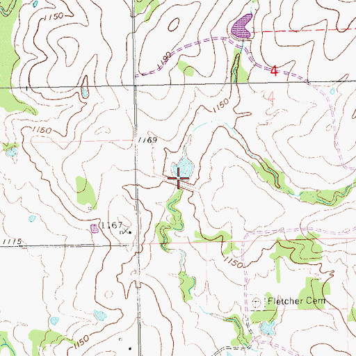 Topographic Map of Mill Creek Watershed 8 Reservoir, OK