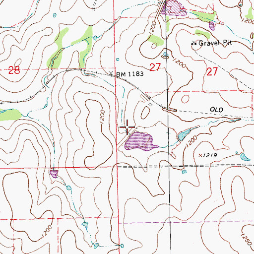 Topographic Map of Mill Creek Watershed 7 Dam, OK