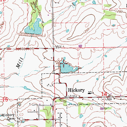 Topographic Map of Mill Creek Watershed 3 Reservoir, OK