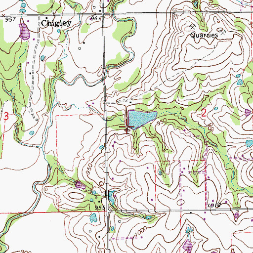Topographic Map of Chigley Sandy Creek Site 8 Dam, OK