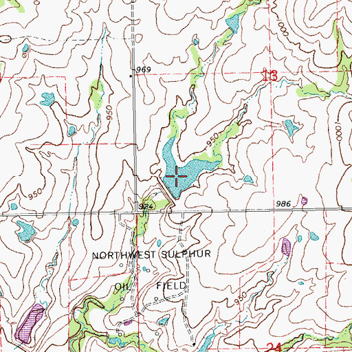 Topographic Map of Chigley Sandy Creek Site 12 Reservoir, OK