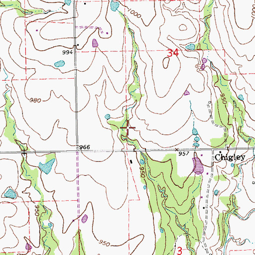 Topographic Map of Chigley Sandy Creek Site 14 Dam, OK