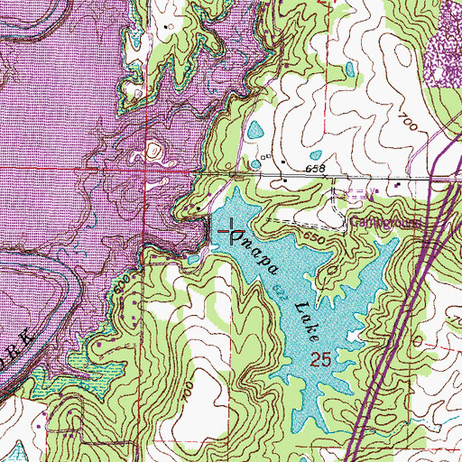 Topographic Map of Warner Lake, OK