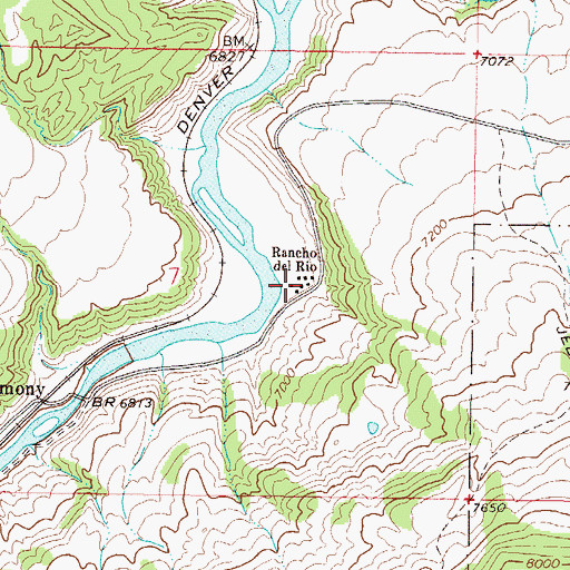 Topographic Map of Rancho Del Rio, CO