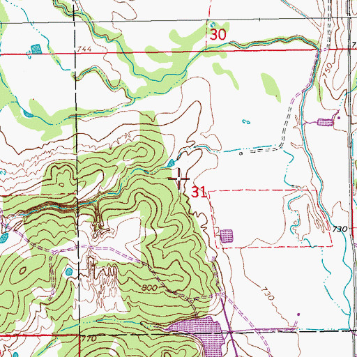 Topographic Map of Lower Bayou Creek Site 17 Reservoir, OK