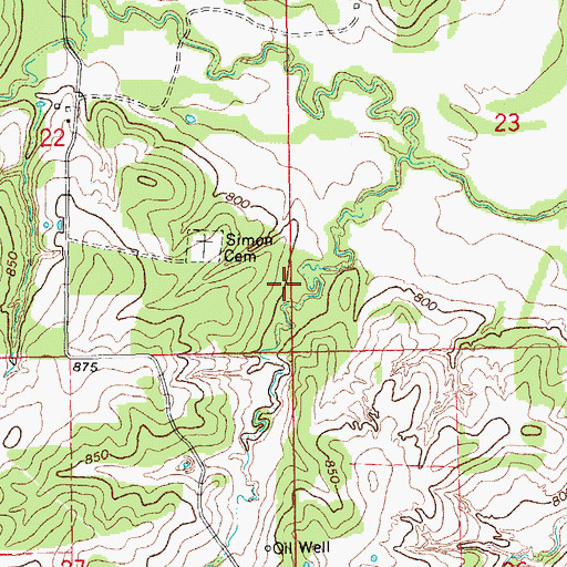 Topographic Map of Lower Bayou Creek Site 14 Reservoir, OK