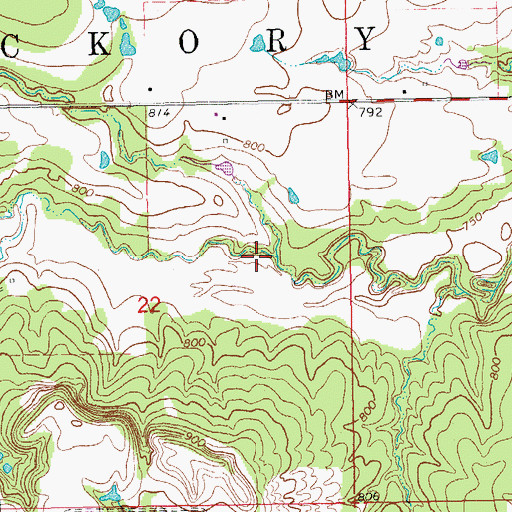 Topographic Map of Oknoname 085004 Dam, OK