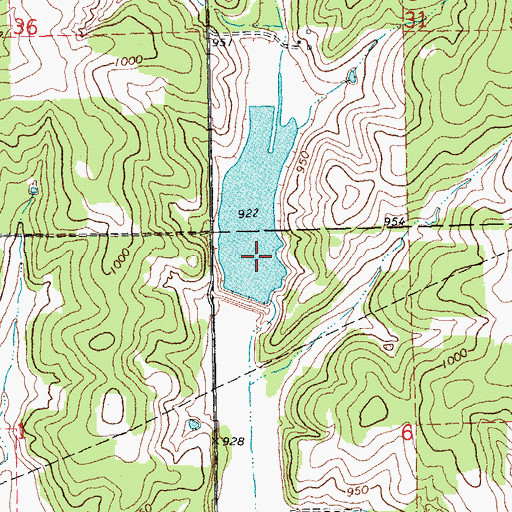 Topographic Map of Bear Fall Coon Creek Site 5r Dam, OK