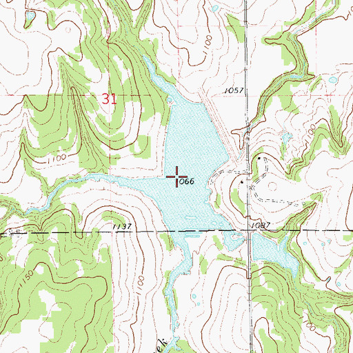 Topographic Map of Bear Fall Coon Creek Site 13 Reservoir, OK