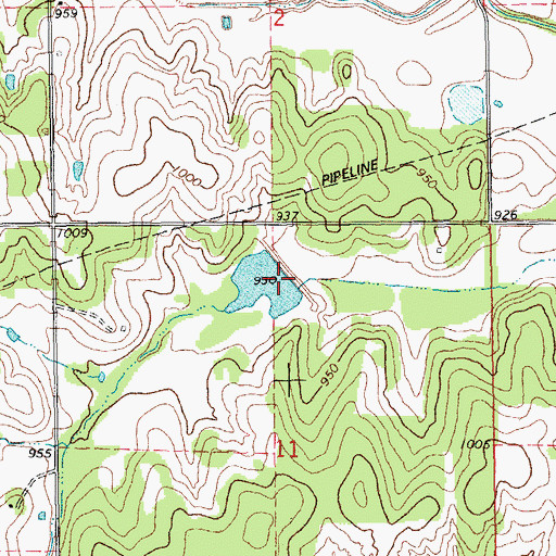 Topographic Map of Bear Fall Coon Creek Site 17 Dam, OK