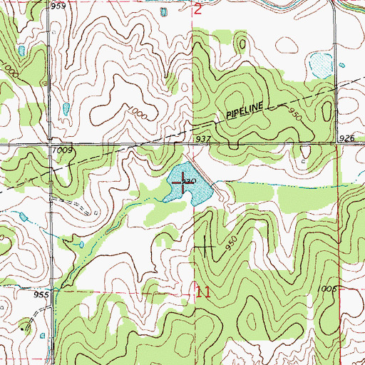 Topographic Map of Bear Fall Coon Creek Site 17 Reservoir, OK