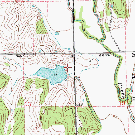 Topographic Map of Bear Fall Coon Creek Site 18 Dam, OK