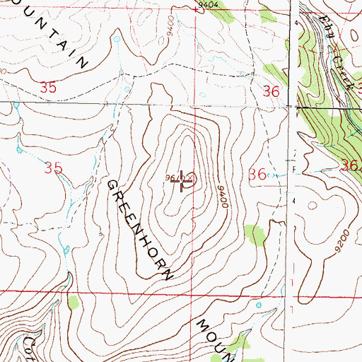 Topographic Map of Greenhorn Mountain, CO