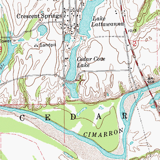 Topographic Map of Cedar Cove Dam, OK