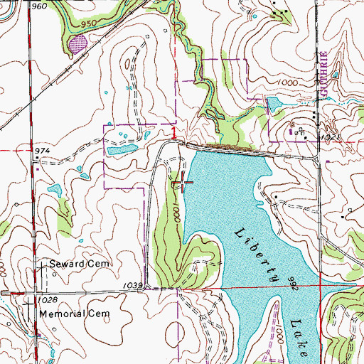 Topographic Map of Liberty Lake Dam, OK