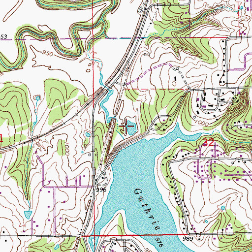 Topographic Map of Guthrie City Lake, OK
