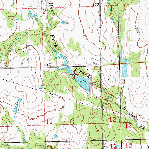 Topographic Map of Little Deep Fork Creek Site 1 Reservoir, OK