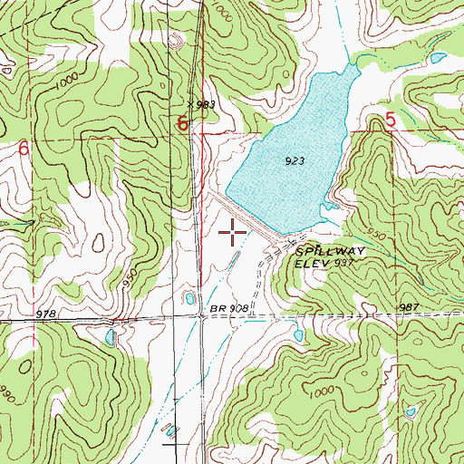 Topographic Map of Bear Fall Coon Creek Site 3r Dam, OK