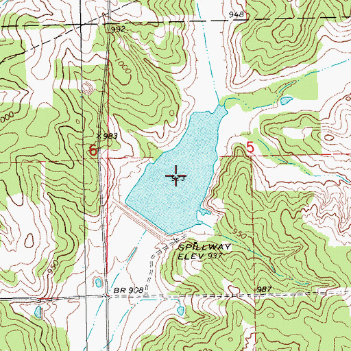 Topographic Map of Bear Fall Coon Creek Site 3r Reservoir, OK