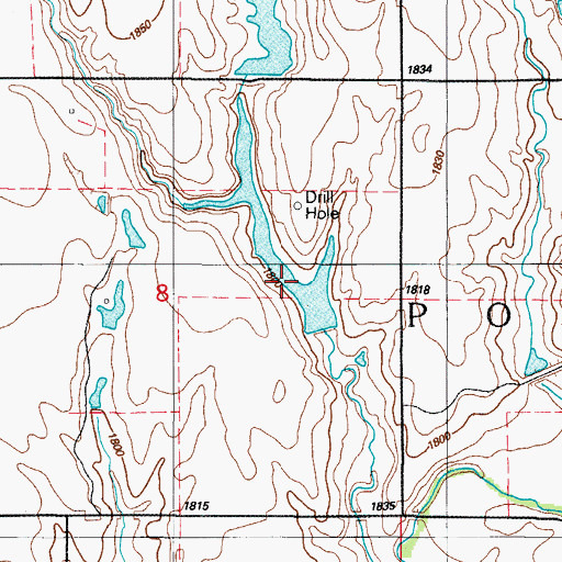 Topographic Map of Whitledge Number 2 Dam, OK