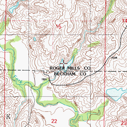 Topographic Map of Sandstone Creek Site 3 Reservoir, OK