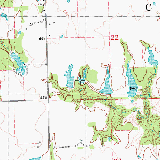 Topographic Map of McCarley Lake, OK