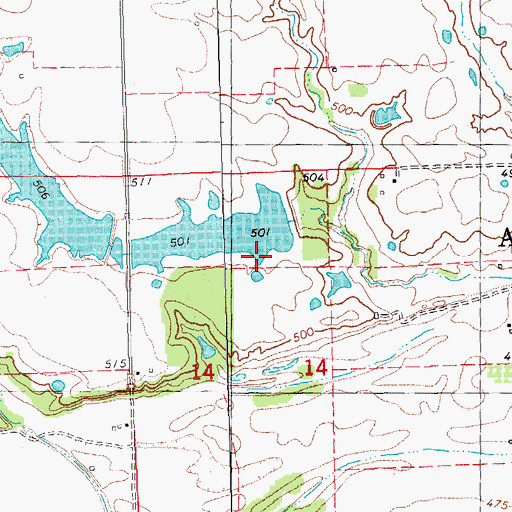 Topographic Map of Carman Lake Number 2 Dam, OK