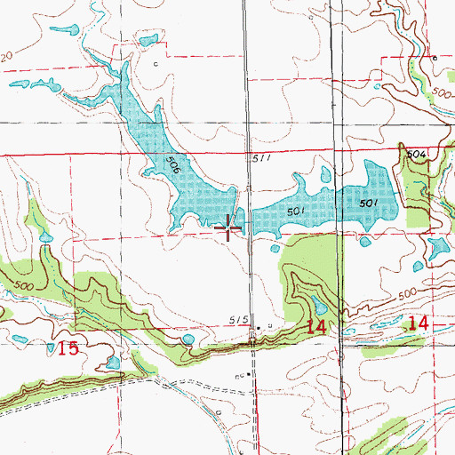 Topographic Map of Carman Lake Number 1 Dam, OK