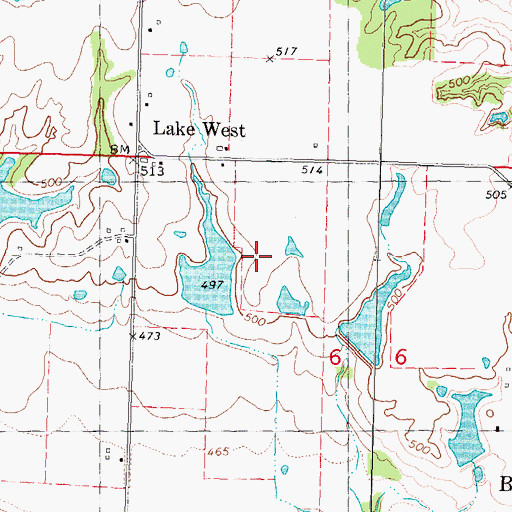 Topographic Map of Oknoname 013021 Dam, OK