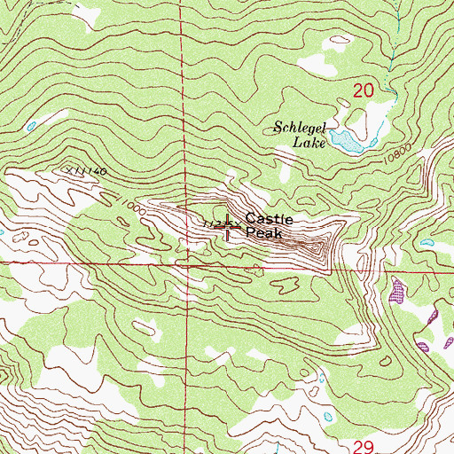 Topographic Map of Castle Peak, CO