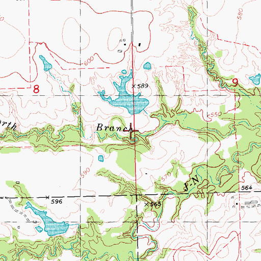 Topographic Map of Callaway Lake Dam, OK