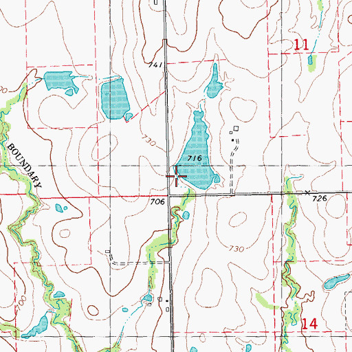 Topographic Map of Harris Lake Dam, OK