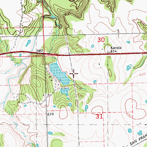 Topographic Map of Oknoname 013007 Dam, OK