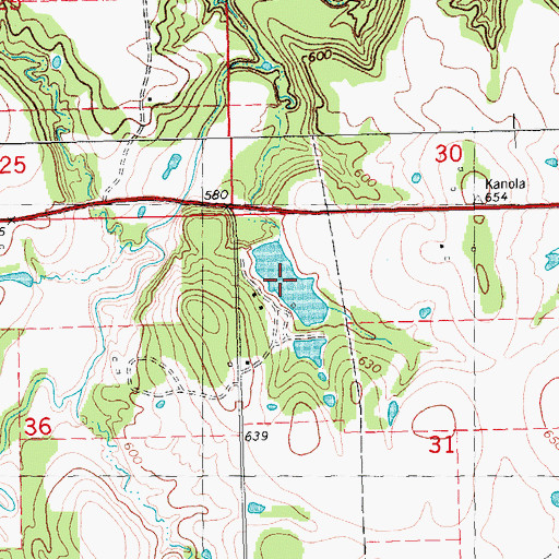 Topographic Map of Oknoname 013007 Reservoir, OK
