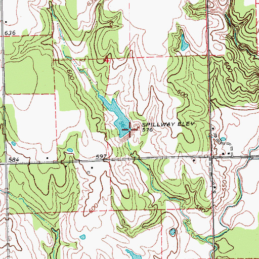 Topographic Map of Caney Creek Site 14 Dam, OK