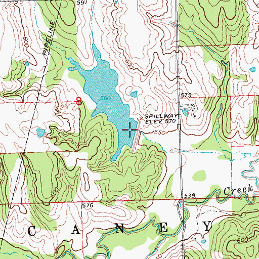 Topographic Map of Caney Creek Site 13 Dam, OK
