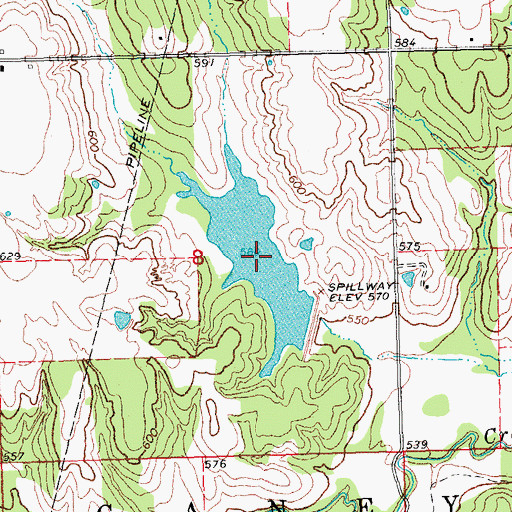 Topographic Map of Caney Creek Site 13 Reservoir, OK