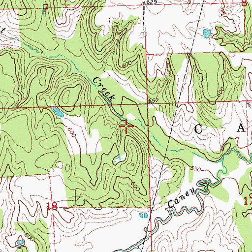 Topographic Map of Caney Creek Site 12 Dam, OK