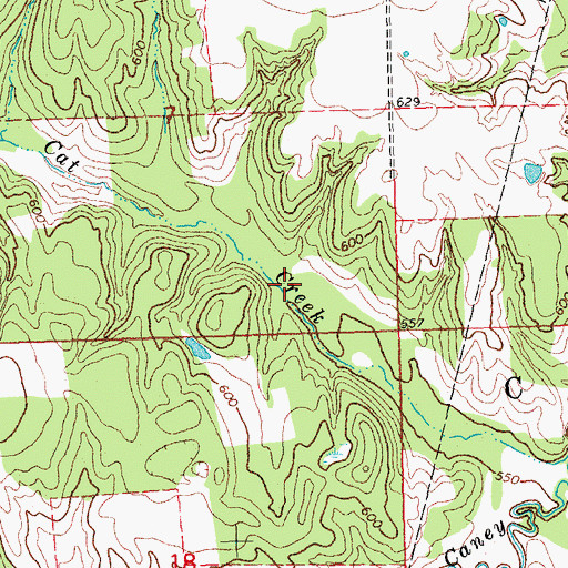 Topographic Map of Caney Creek Site 12 Reservoir, OK