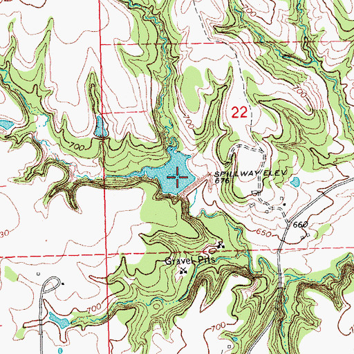 Topographic Map of Caney Creek Site 9 Dam, OK