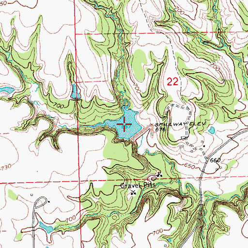 Topographic Map of Caney Creek Site 9 Reservoir, OK
