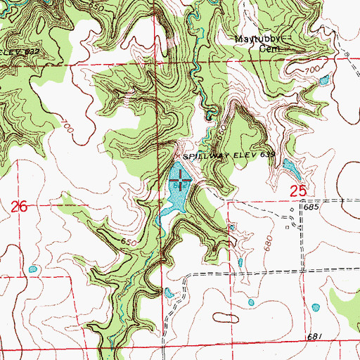 Topographic Map of Caney Creek Site 7 Dam, OK