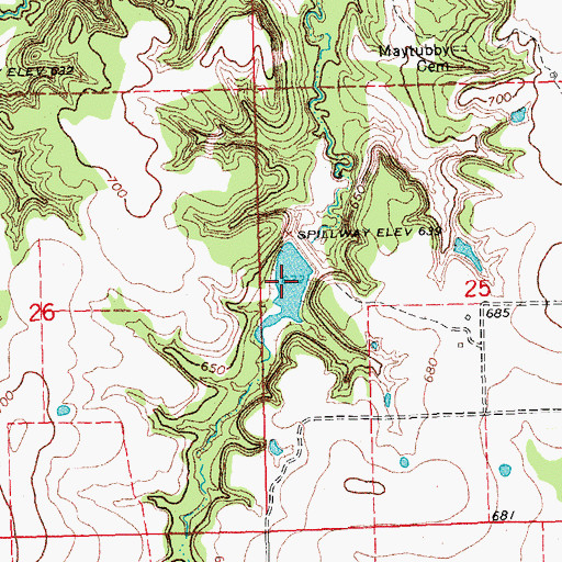 Topographic Map of Caney Creek Site 7 Reservoir, OK