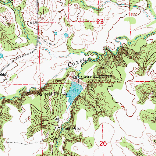 Topographic Map of Caney Creek Site 8 Dam, OK