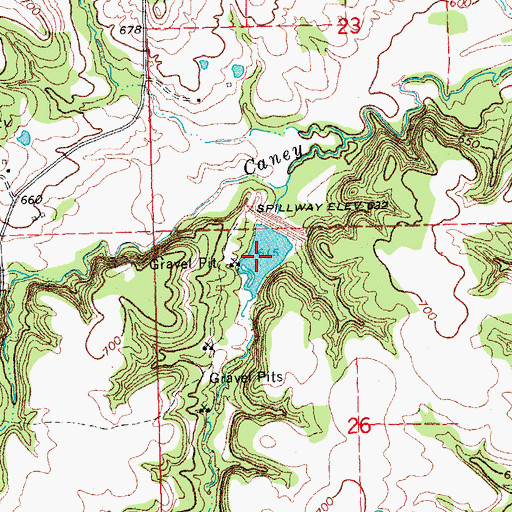 Topographic Map of Caney Creek Site 8 Reservoir, OK