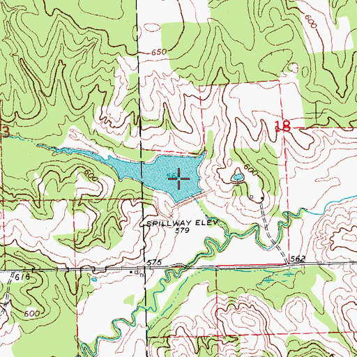 Topographic Map of Caney Creek Site 10 Dam, OK